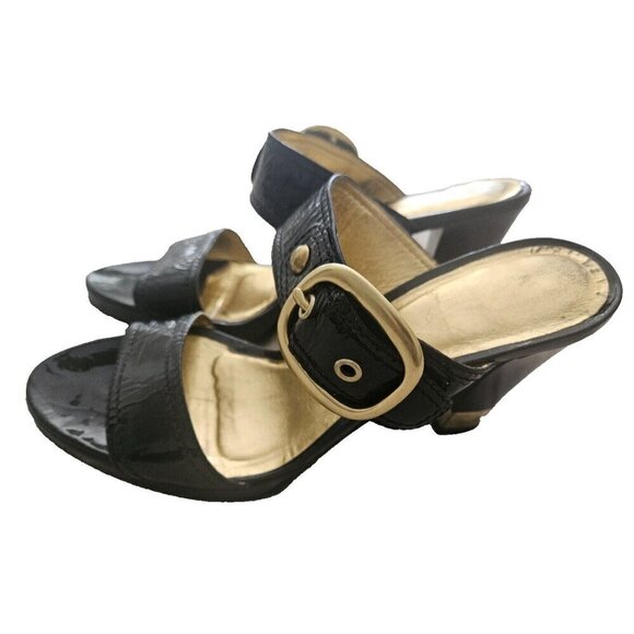 Coach Giada Black Patent Leather Slip On Sandals Size 7.5M - Picture 3 of 8